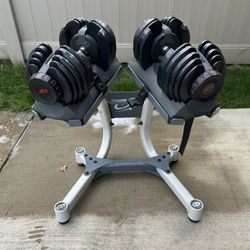 Bowflex Dumbells with stand