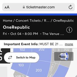 One Republic Oct. 4th @ thunder valley 