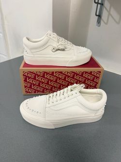 Vans old skool off white cream suede pearl unisex platform sneakers size 9