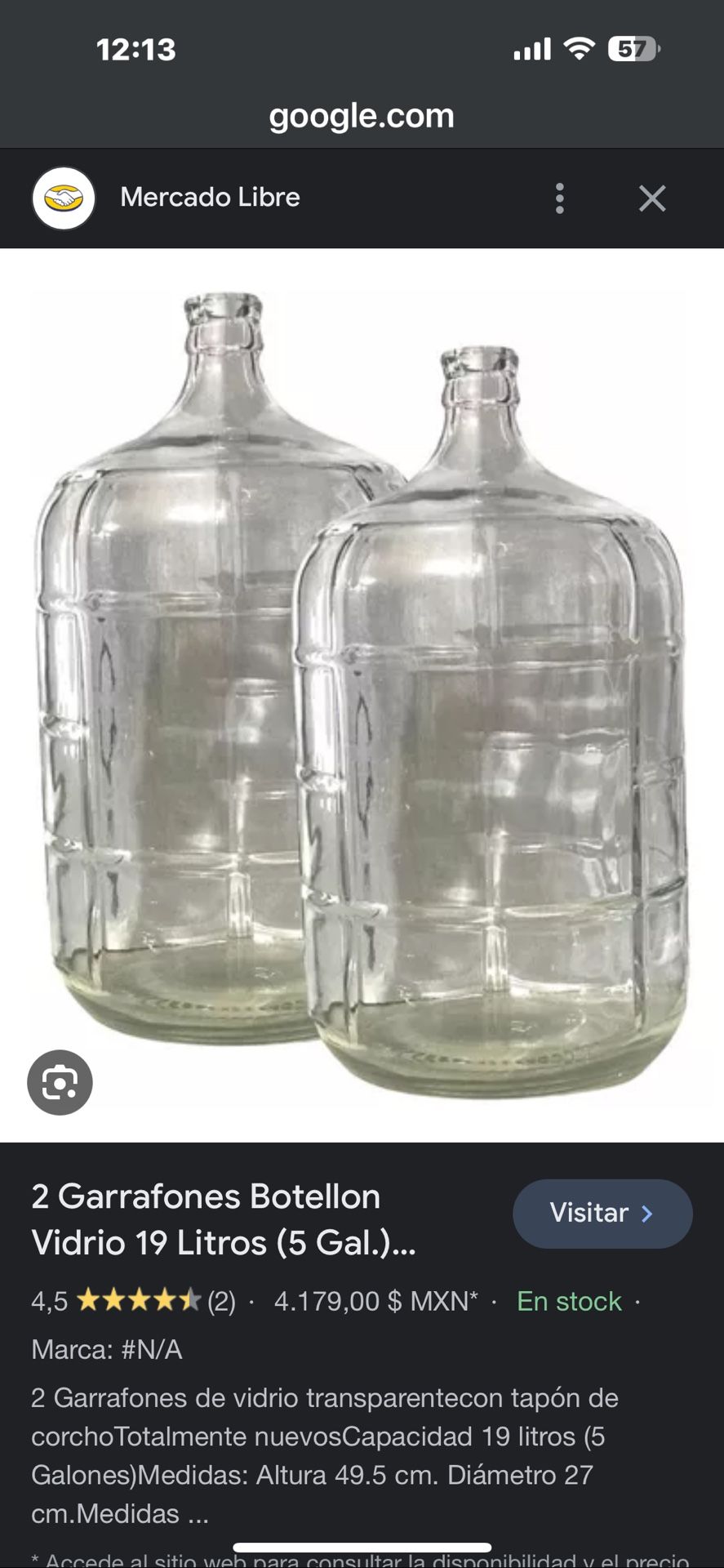 Garrafon De Vidrio 2 Por $40 (5 Galones)