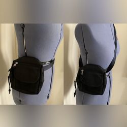 Unisex Small Bag Black Multi-Pockets With Waist bag/Purse/satchel/Pocet Belt