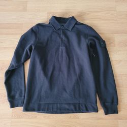 Stone Island Ghost Cotton Polo Sweatshirt Black Size Small