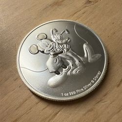 2020 Disney "Mickey & Pluto" - 1 oz .999 Fine Silver Niue $2 BU Coin In Capsule