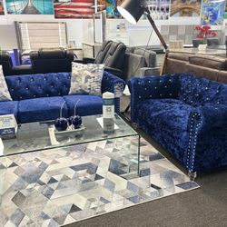 Blue Sofa& Loveseat Set (Brand NEW) For Sale 40% Off