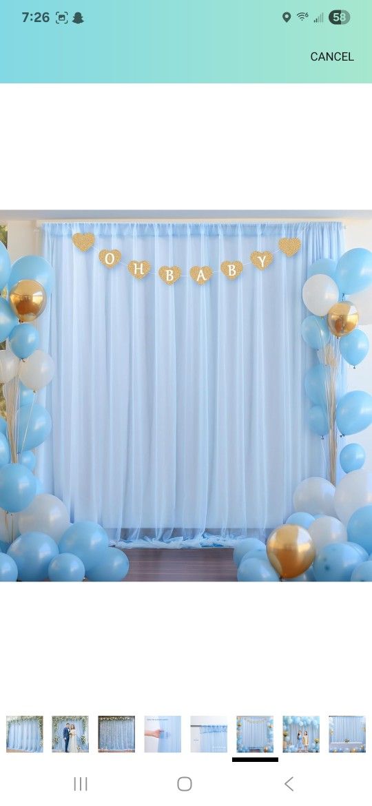 10x10ft Baby Blue Tulle Backdrop Curtain for Parites, Sheer Backdrop Curtains for Wedding Baby Shower Birthday Party Photo Shoot Decorations