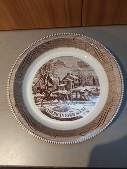 Vintage American Farm Scene Pie Plate