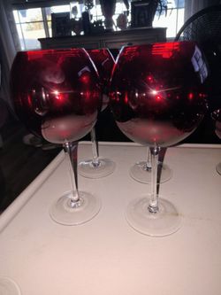RUBY RED,CLEAR STEAM GOBLETS16 OZ