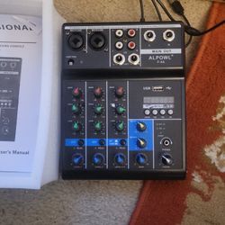 Audio Mixer, 4 Channel USB Stereo Ultra Compact Mixing Console Vocal Professional Effects Engine Processor Musical Equipment Studio-level Quality for 