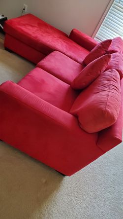 Red Microsuede Sofa with Lounger