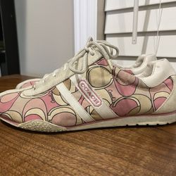 Coach Katelyn Pink & White Suede Shoe  7.5