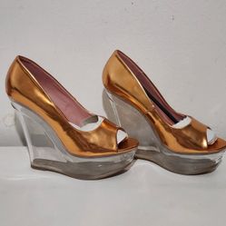 Shoe Repúblic La Size 5.5 Copper 5" Heels BNWOT "As Is"