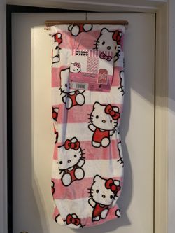 Hello Kitty Pink & White Stripes Blanket