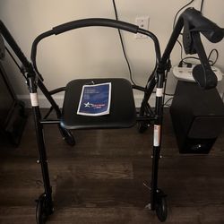 Eagle Series F-22 Steel Rollator Walker with Seat, Black, Foldable, Rolling Walker for Seniors, Walker for Mobility Impaired