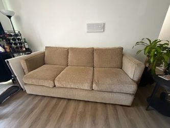 Beige 3-Seat Fabric Sofa Free