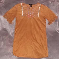 Indian Native American FOREVER 21 Youth Girls Microsuede Fringe Halloween Costume Dress Girls XL Youth 12/14 Excellent Condition PRICE Is Firm 