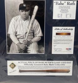 Babe Ruth Yankees Custom Matted Game-Used Baseball Bat Piece (PSA) HOT DEAL