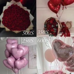 Arrangements with Flowers And Balloons 