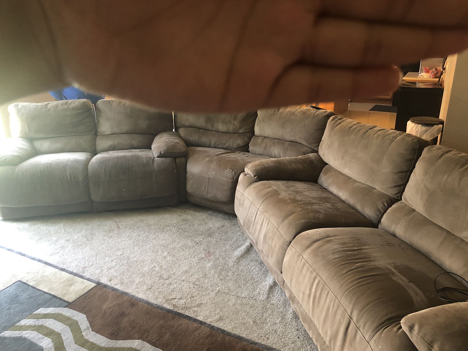 Brown sectional 4 electric recliners