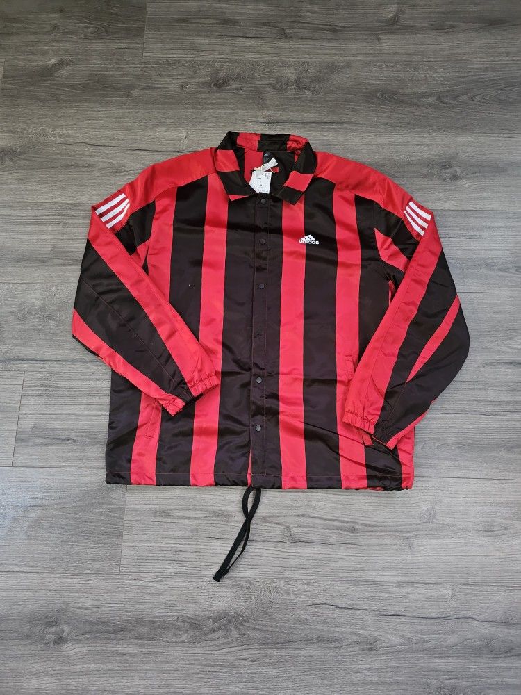 Adidas Satin Coaches Striped Jacket Mens Size Large