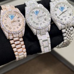 Bust Down Iced Out Lab Made Vvs Moissanite Diamond 41mm Luxury Watch 