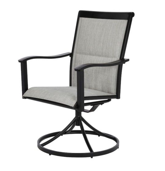 Style Selections Melrose Set of 2 Black Steel Frame Swivel Dining Chairs with Gray Sling

