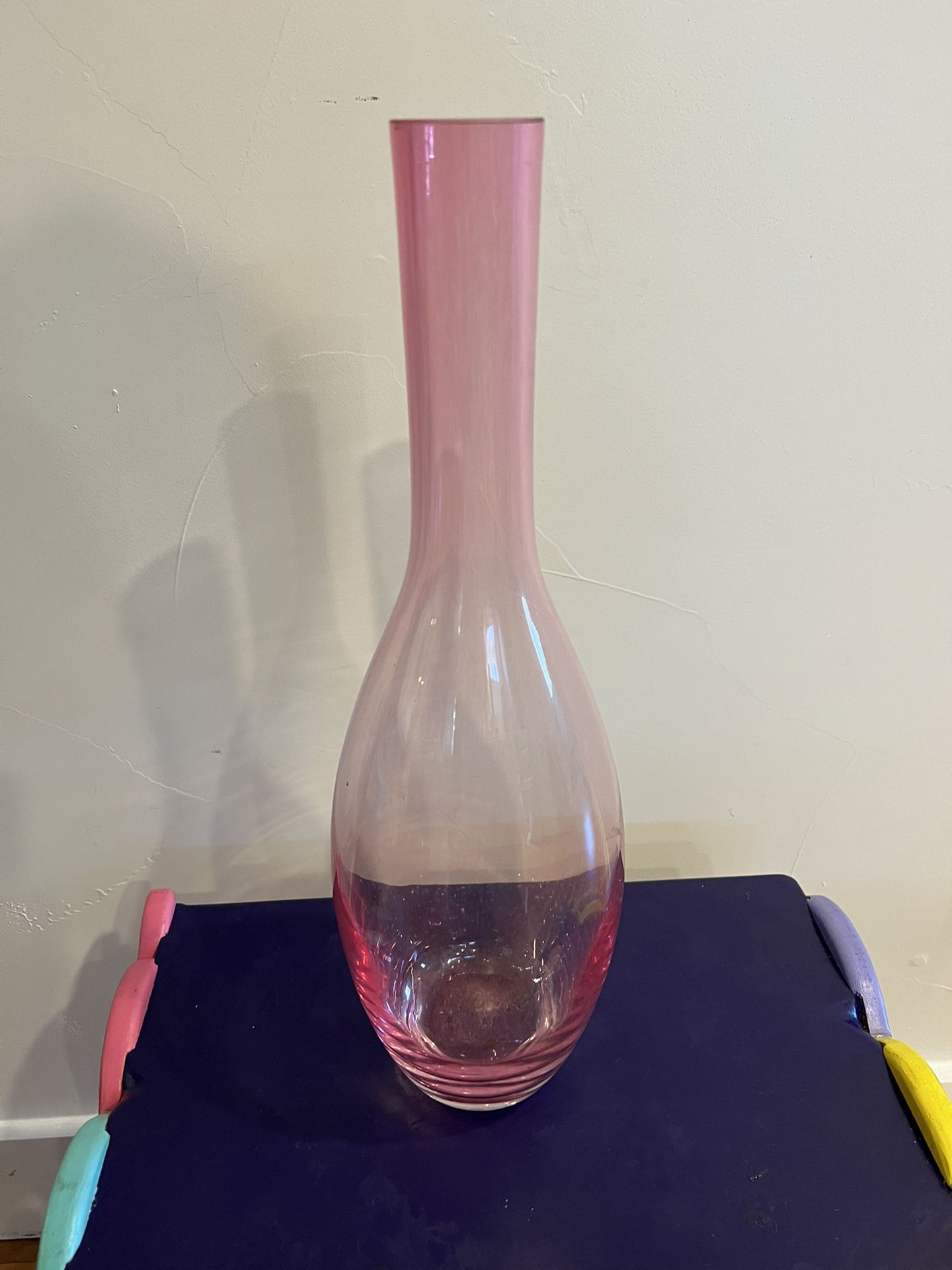 18” Pink Glass Decorative Vase