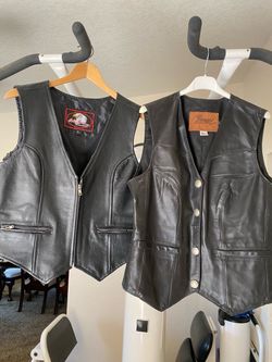 Women’s Black Leather Biker Vests – Lot of 2