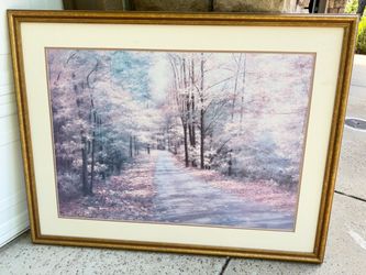 Large Signed Framed Forest Path Art Print