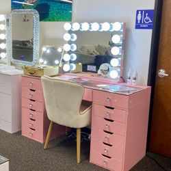 Pink Vanity And Mirror $10 Down Payment And Financing Available