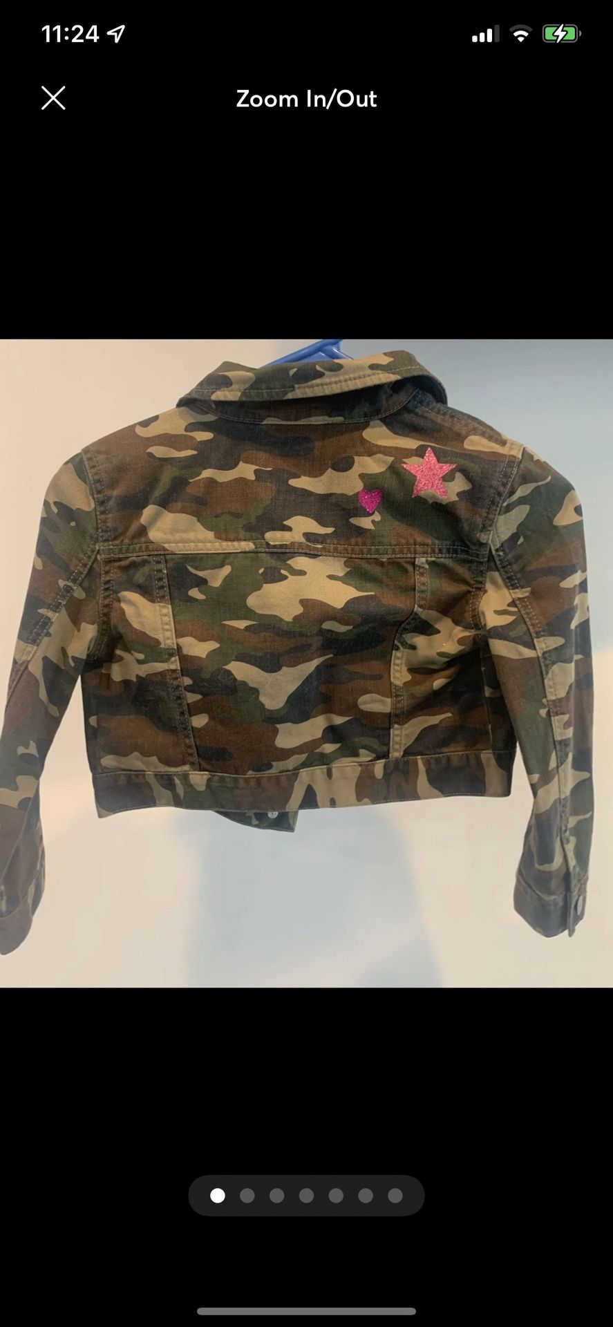 GAP Kids Camo Icon Denim Crop Jean Jacket Sz 5