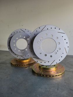 2001 2002 2003 2004 2005 2006 2007 Toyota Sequoia Front Drilled & Slotted Disc Brake Rotors Coated