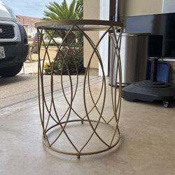 Glass And Gold Metal Side Table 
