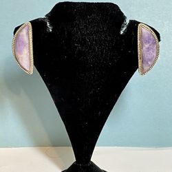 Sterling Charoite Clip On Earrings 