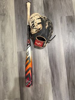 Baseball bat size 32 -3 Louisville slugger, heart of the hide first baseman lefty glove  size 12 1/2 inch all used