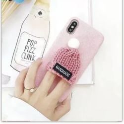 Iphone X Pink Hat Handmade Winter Phone Case Cute Kawaii Cartoon