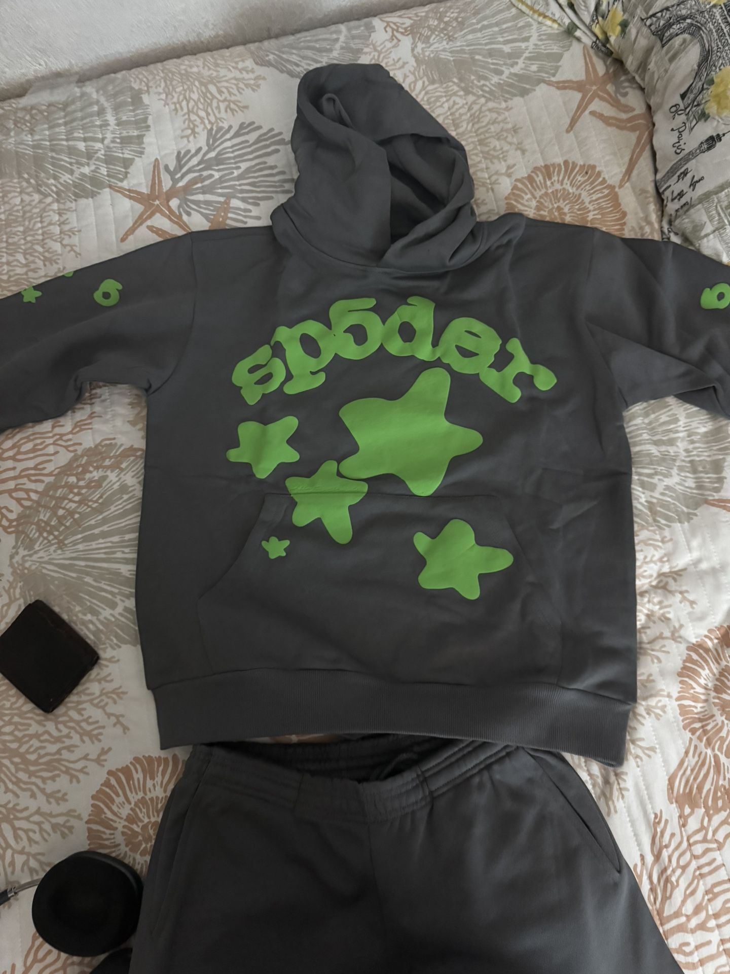 Sp5der Beluga Hoodie Slate Grey/Green “UNPACKAGED”