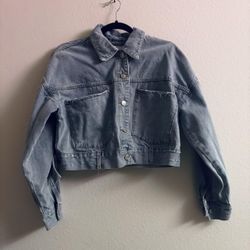 New Women’s Denim Distressed  Cropped Jean Jacket