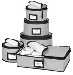 Gray China Storage Containers 5-Piece Set Moving Boxes for Dinnerware