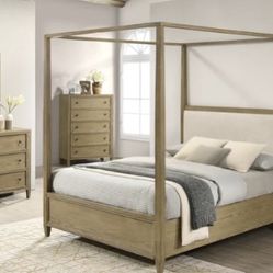 Sienna Rustic Natural Canopy Platform Bedroom Set