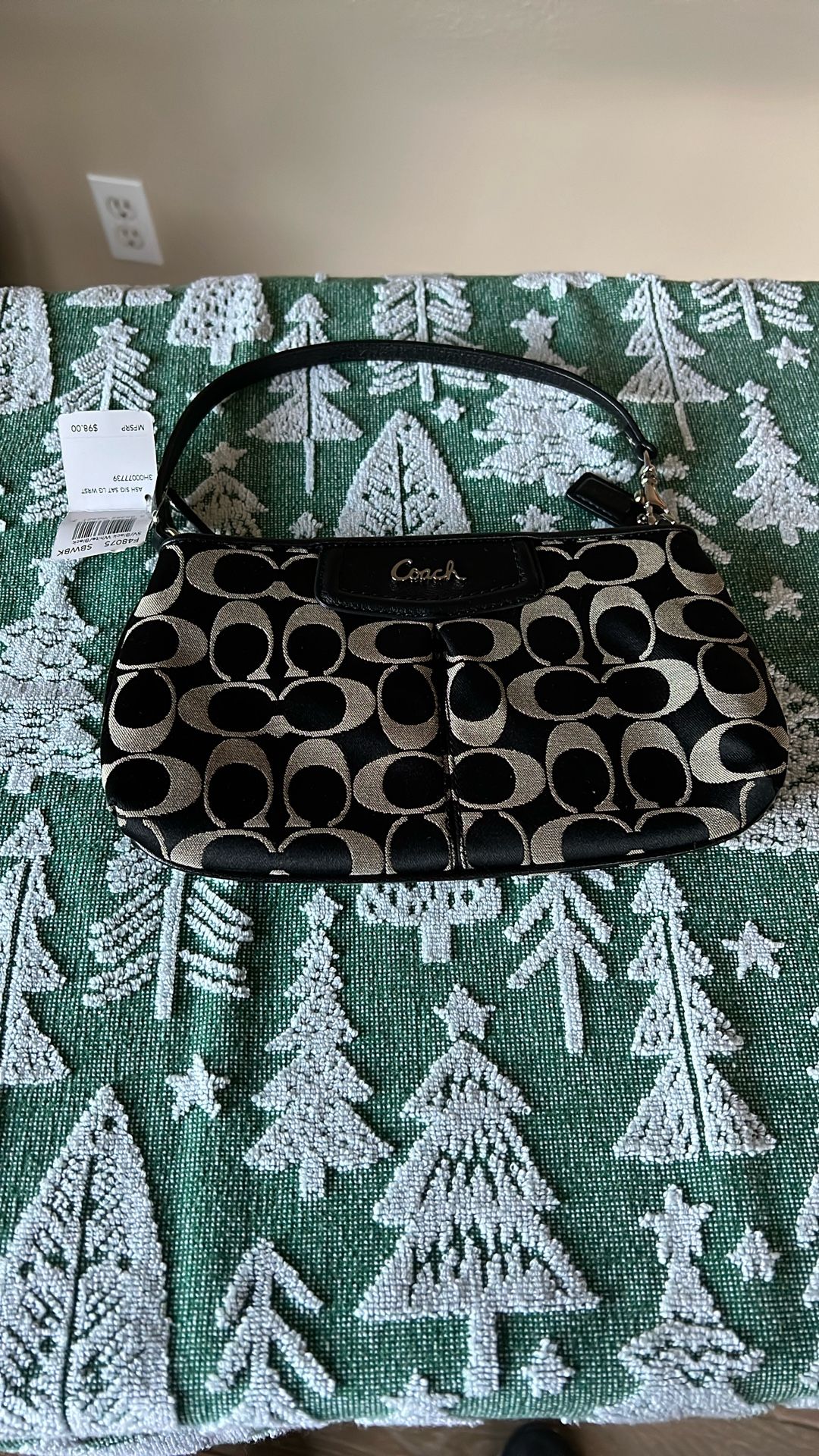 Coach Black Monogram Wrist Purse