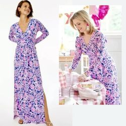 Lilly Pulitzer Nichola Maxi Dress Indigo SZ M Love You Bunches NWT