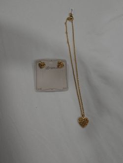Brighton Gold Heart Necklace and Earring Set