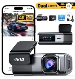 Car Dash Cam 4K With 64GB Card Dash Camera For Cars Loop Recording