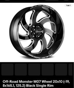 Off-Road Monster M07 20x10 Black Milled Wheel
