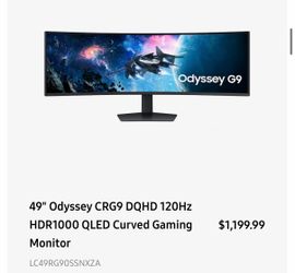 Samsung Odyssey G9 49" Curved Gaming Monitor and Ergatron Desk Mount