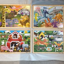 Melissa & Doug 4 Wooden Jigsaw Puzzle (24 pcs each)
