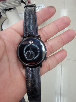 Movado Automatico Cristal De Safiro Manilla De Piel De Cocodrilo