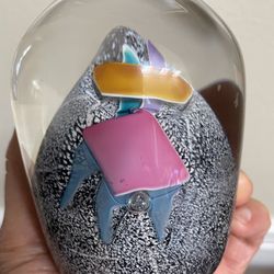 Art Glass Abstract  Paperweight 4”