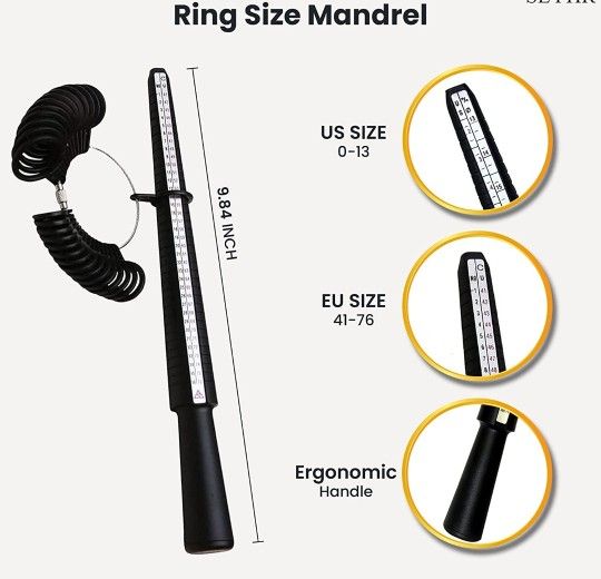Ring Sizer Measuring Tool Set with Ring Mandrel US Size 1-13 Ring Sizing Kit
