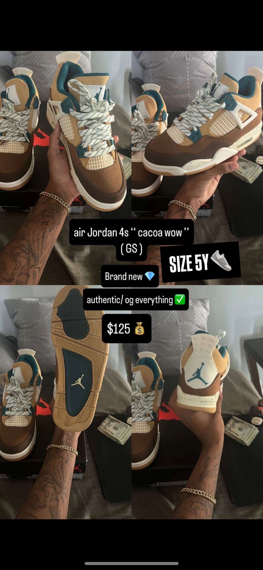 Jordan 4 Cacoa Wow Size 5Y👟 NEW🧼 OG ALL📲 $125💰